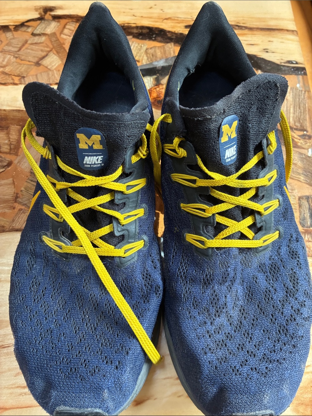 Men's Navy Athletic Sneakers with Yellow Laces Size 12